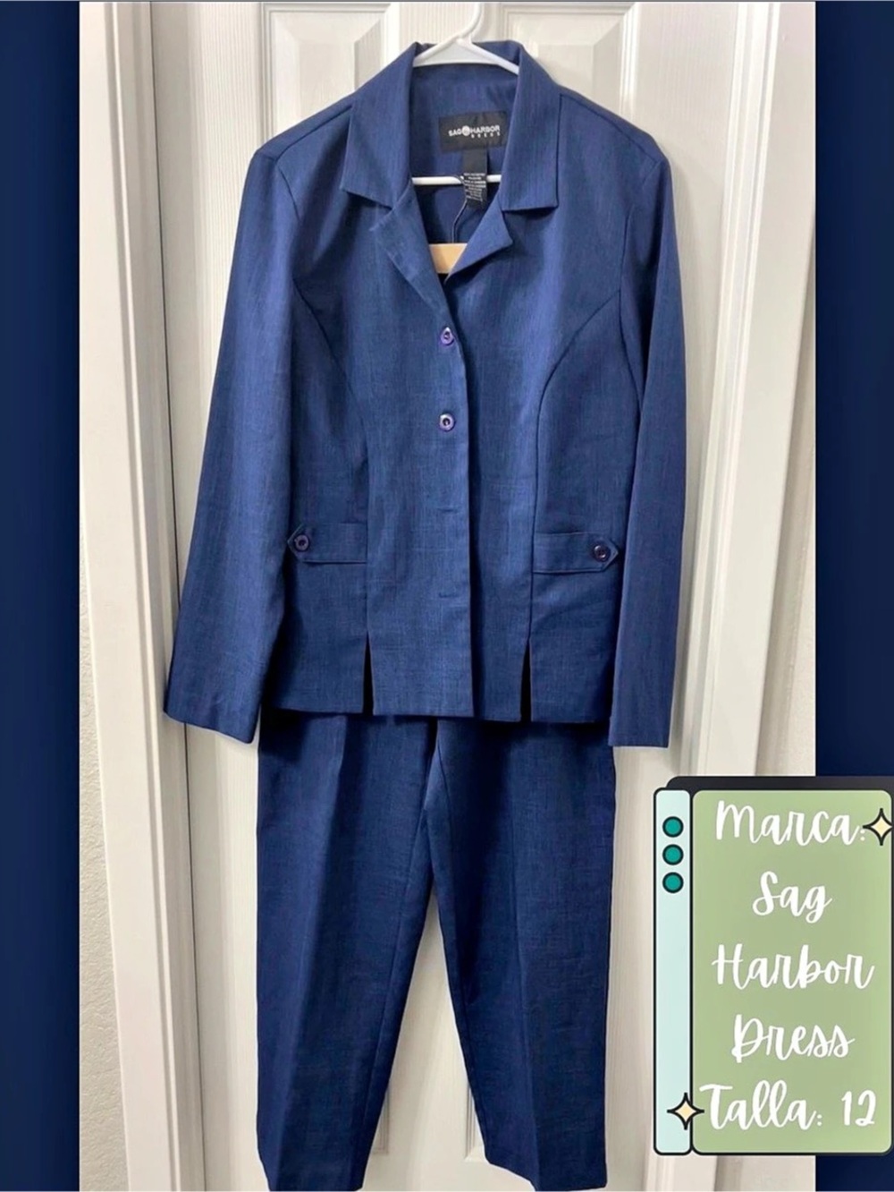 Sag Harbor Women's Blue Suit Set Size 12 Like New